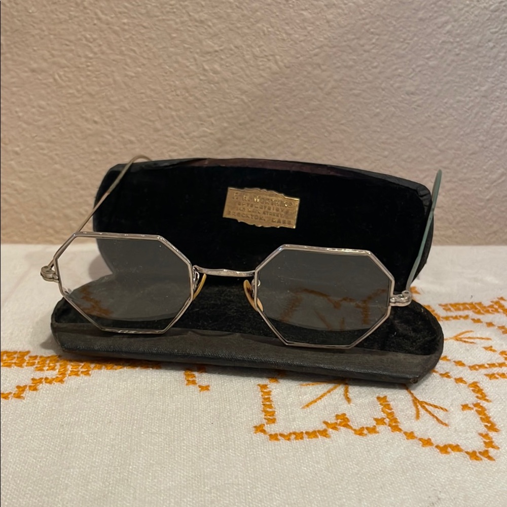 Vintage Silver Hexagonal Frame Glasses - image 1